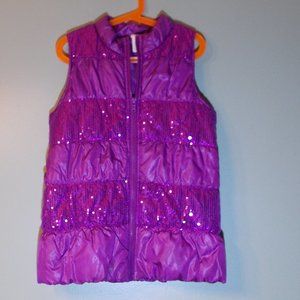 Faded Glory Puffer Vest Purple Sequined Size L (10-12)